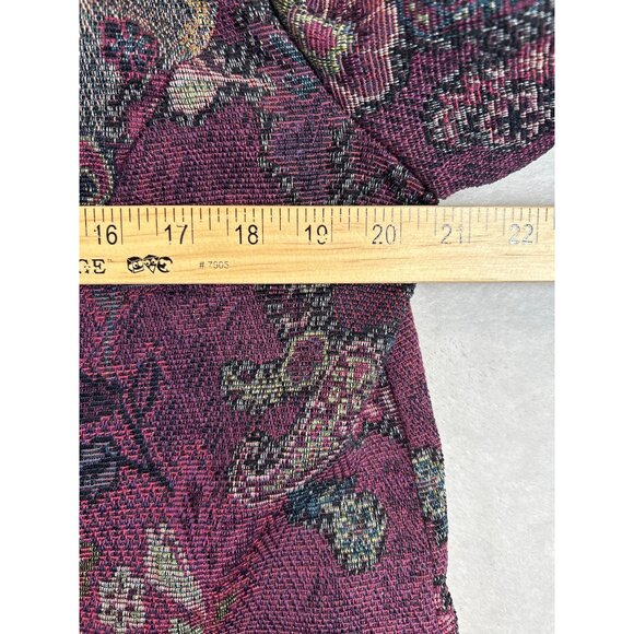 Christopher & Banks Blazer Womens Large Purple Gray Tapestry‎ Brocade Floral - Picture 5 of 7